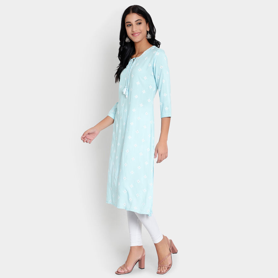 3/4th Sleeves Straight Kurta, Light Blue, large image number null