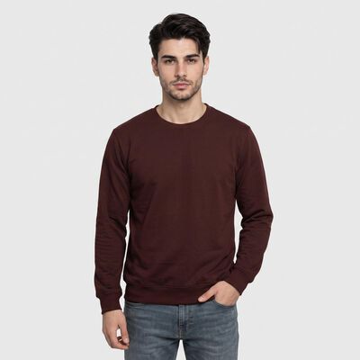 Men's Wine Crew Neck Pullover Sweatshirt
