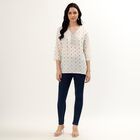Women's Ivory Round Neck Printed Kurti, Off White, small image number null