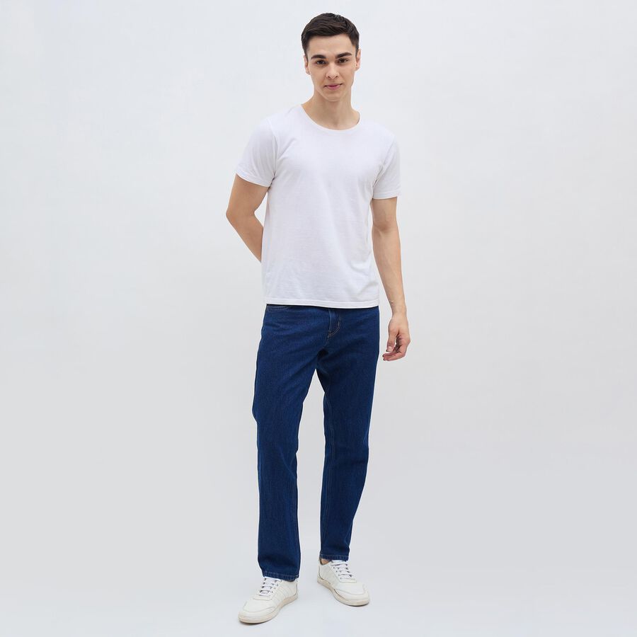 Men's 100% Cotton Jeans, Dark Blue, large