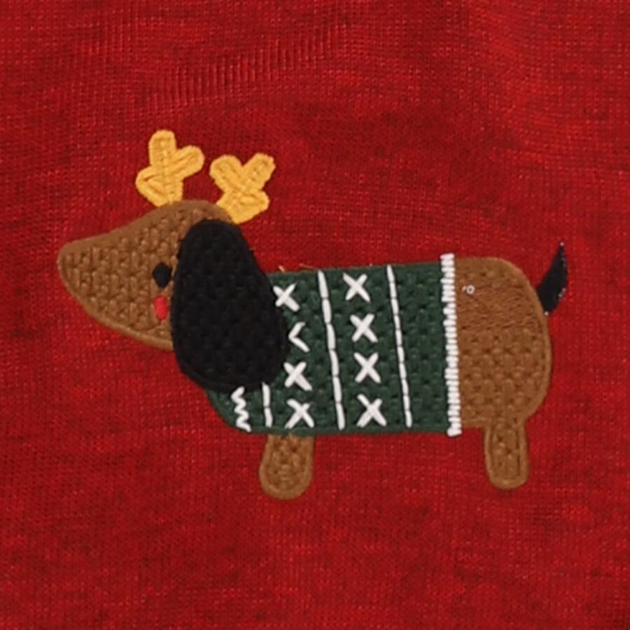 Boys Bright Cherry Red Crew Neck Casual Pullover, लाल, large image number null