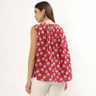 Women's Maroon Cotton Notch Neck Floral Printed Kurti, Maroon, small