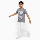 Boys Light Grey Round Neck Casual T-Shirt, Light Grey, small image number null