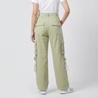 Women's Green Straight Fit Cargo Style Jeans, Green, small