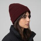 Women's Maroon Ribbed Beanie Cap, वाइन, small