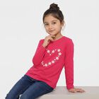 Girls Fuchsia Round Neck Regular Top, रानी (फ्यूशिया), small