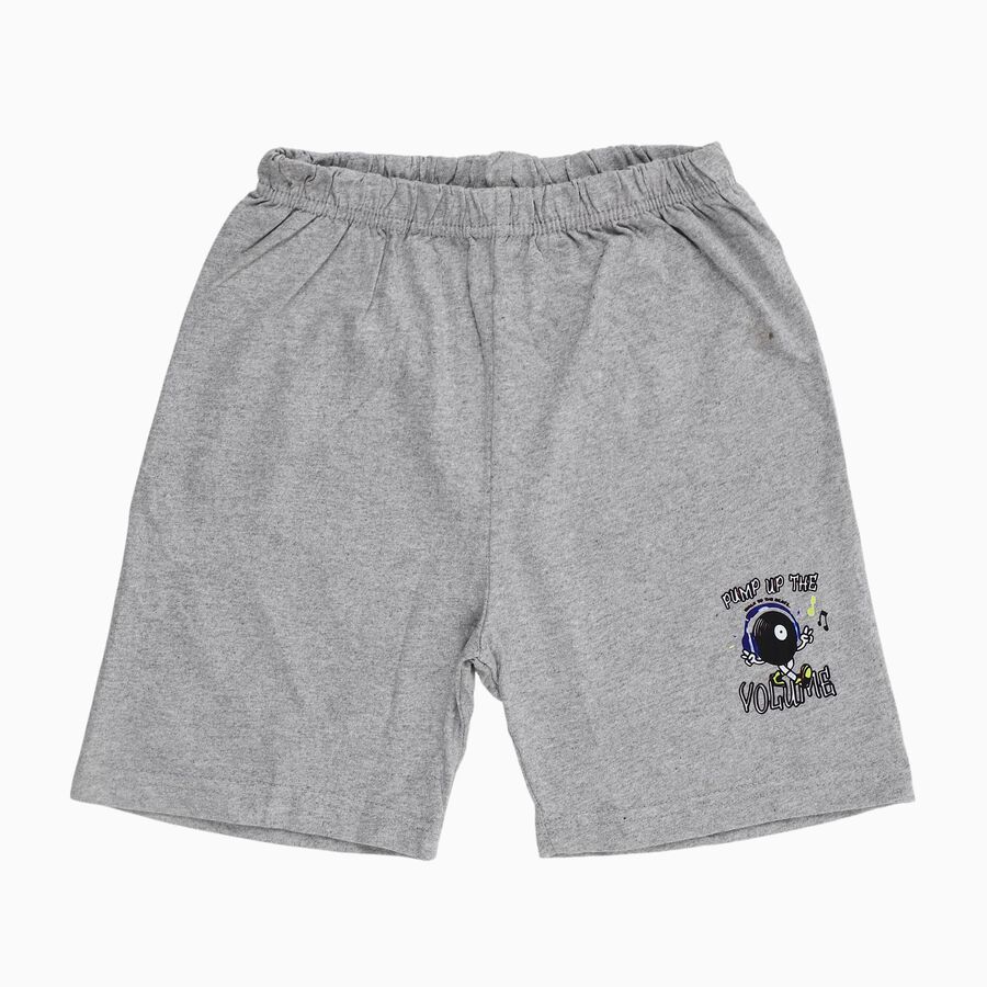Boys Cotton Blend Bermuda Shorts, Melange Light Grey, large