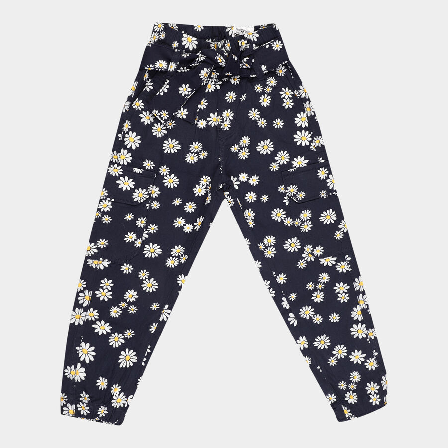 Girls Cotton Trousers, Navy Blue, large image number null