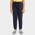 Girls' Navy Blue Jogger Floral Printed Pyjama, Navy Blue, small