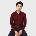 Men's Wine Slim Fit Formal Shirt, वाइन, small
