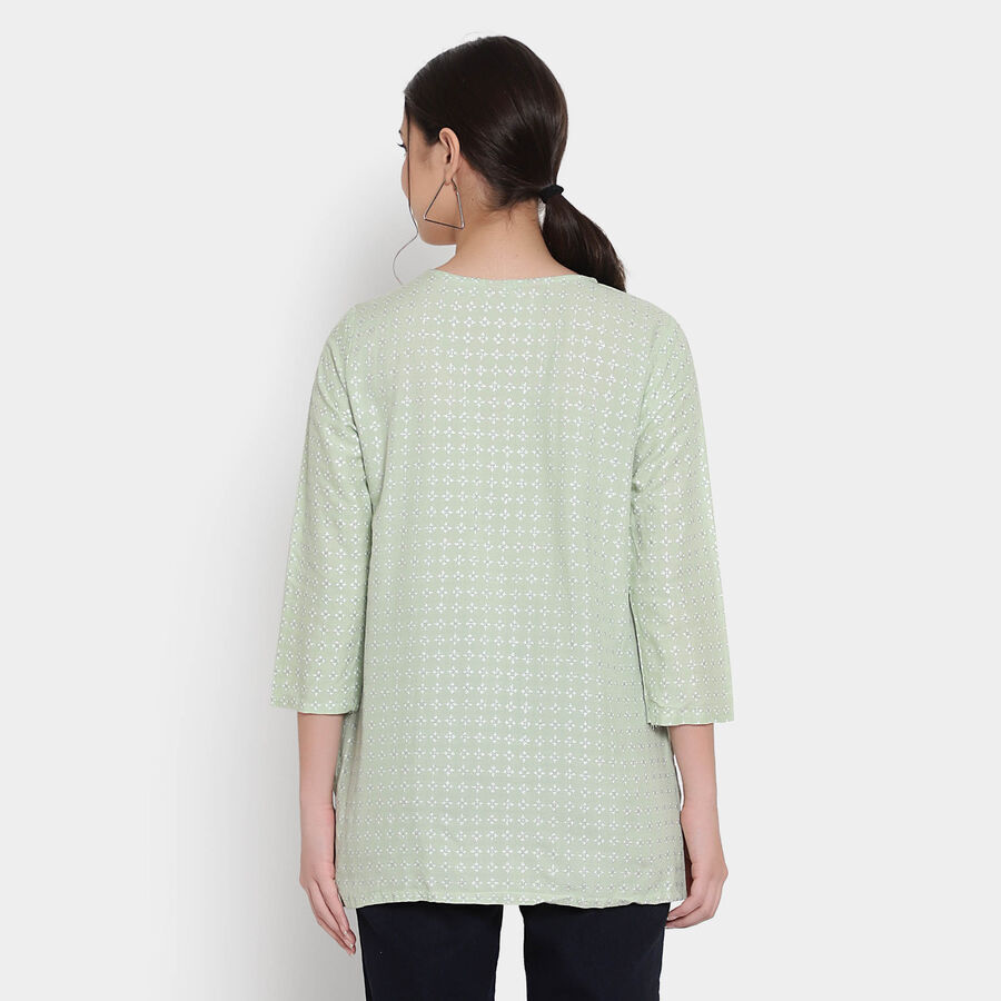 Printed 3/4Th Sleeves Kurti, Light Green, large image number null
