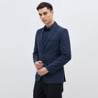 Men's Deep Midnight Navy Blue Slim Fit Single-Breasted Blazer, Navy Blue, small image number null