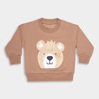 Infants Muted Beige Cotton Crew Neck Casual Sweatshirt, गहरा पीला, small image number null