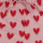 Girls Light Pink Regular Fit Heart Printed Pyjama, Light Pink, small