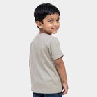 Boys Grey Cotton Round Neck Regular Boys T-Shirt, Light Grey, small