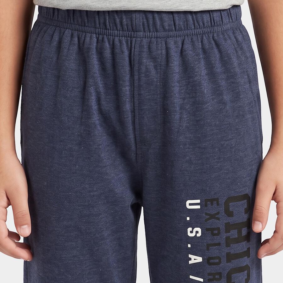 Boys' Navy Blue Straight Fit Graphic Printed Pyjama, Mid Blue, large