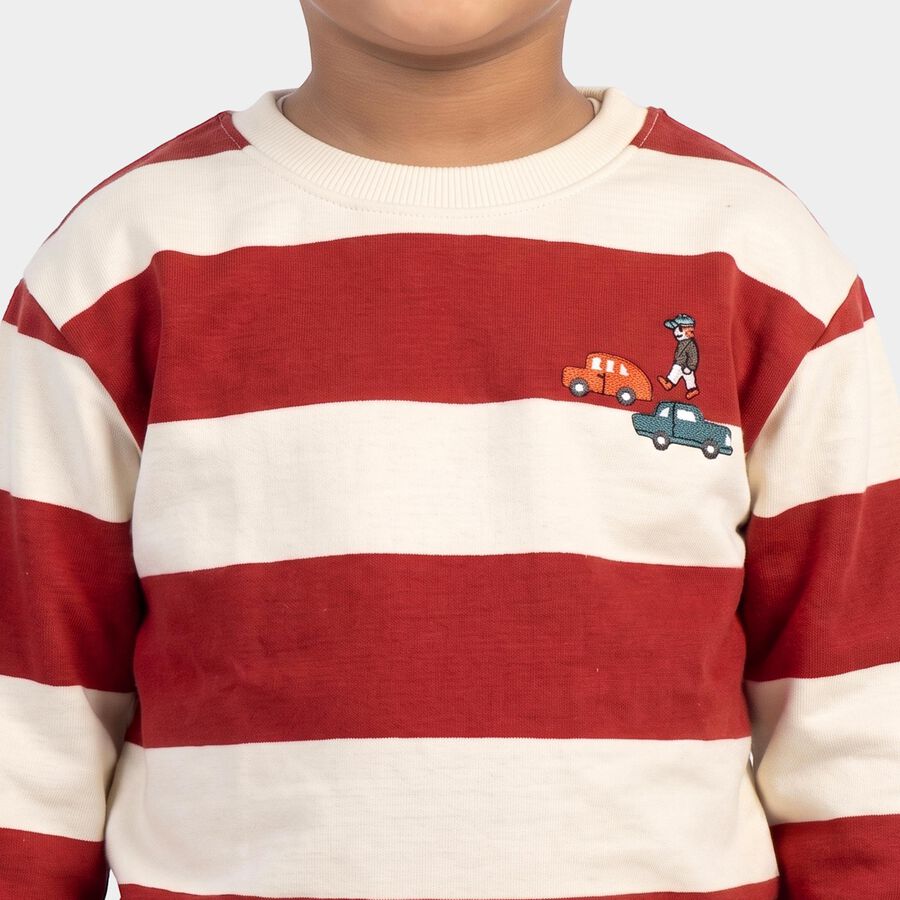 Boys' Red Crew Neck Pullover Sweatshirt, लाल, large