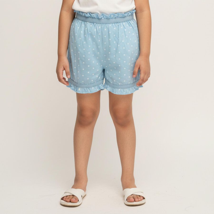 Girls' Light Blue Regular Fit Star Print Ruffled Bloomers, हल्का नीला, large image number null