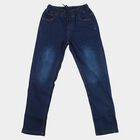 Boys' Navy Blue Straight Fit Washed Jeans, गहरा नीला, small
