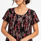 Women's Black Round Neck Maxi Nighty, Black, small