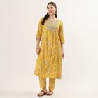 Women's Mustard Floral Printed Ethnic Set, Mustard, small