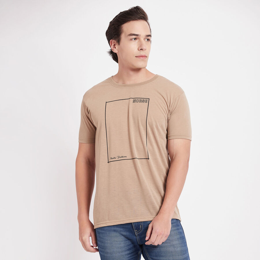 Round Neck T-Shirt, Beige, large image number null