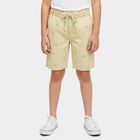 Boys Beige Regular Fit Textured Bermuda Shorts, Beige, small
