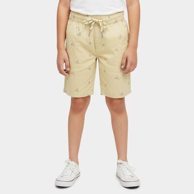 Boys Beige Regular Fit Textured Bermuda Shorts