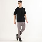 Men's Muted Taupe Slim Fit Flat-Front Casual Trousers, हल्का ग्रे, small image number null