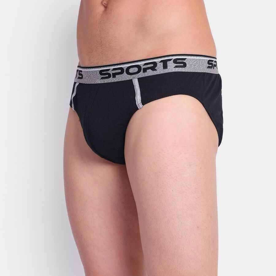 Men's100% Cotton Briefs, Black, large image number null