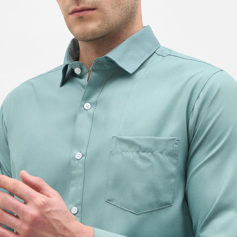 Men's Teal Classic Formal Shirt, टील ब्लू, large