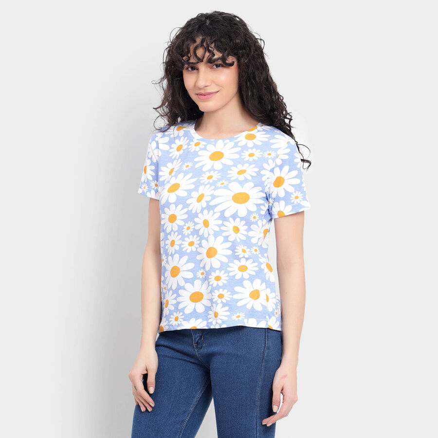 All Over Print Round Neck T-Shirt, Light Blue, large image number null