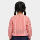 Girls' Pink Round Neck Romantic T-Shirt, हल्का गुलाबी, small