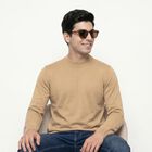 Men's Beige Crew Neck Pullover, Beige, small