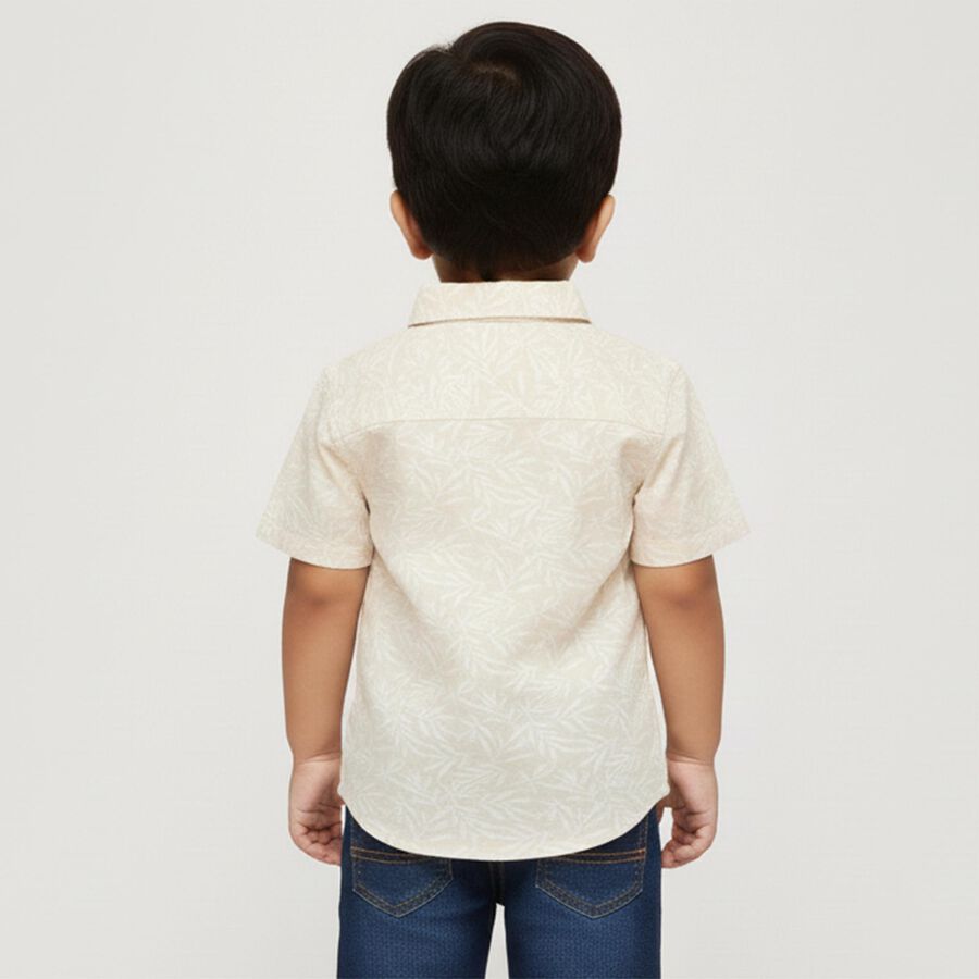 Infants Light Beige Cotton Half Sleeve Classic Casual Shirt, Yellow, large image number null