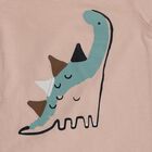Infants' Peach Cotton Round Neck Dinosaur Printed Baba Suit, Peach, small