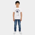 Boys White Round Neck Regular Boys T-Shirt, सफ़ेद, small