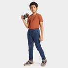 Boys' Navy Blue Slim Fit Drawstring Waist Jeans, Dark Blue, small
