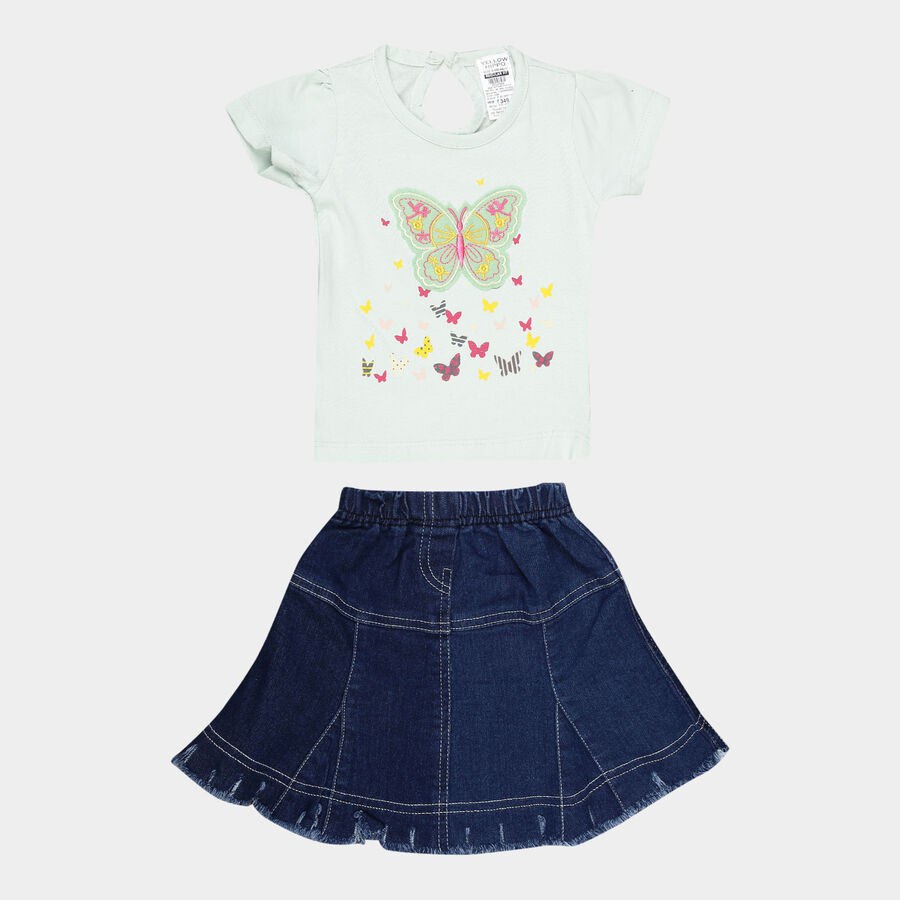 Infants Solid Skirt Top Set, Light Green, large image number null