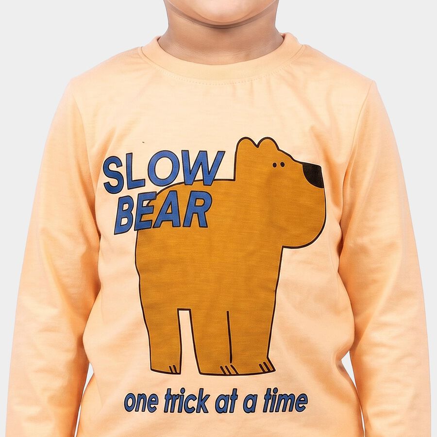 Boys Peach Crew Neck Regular Boys T-Shirt, Peach, large