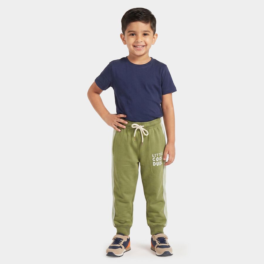 Boys Olive Green Jogger Slogan Print Pyjama, ओलिव, large