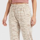 Women's Off White Straight Fit Zebra Print Pyjama, ऑफ व्हाइट, small