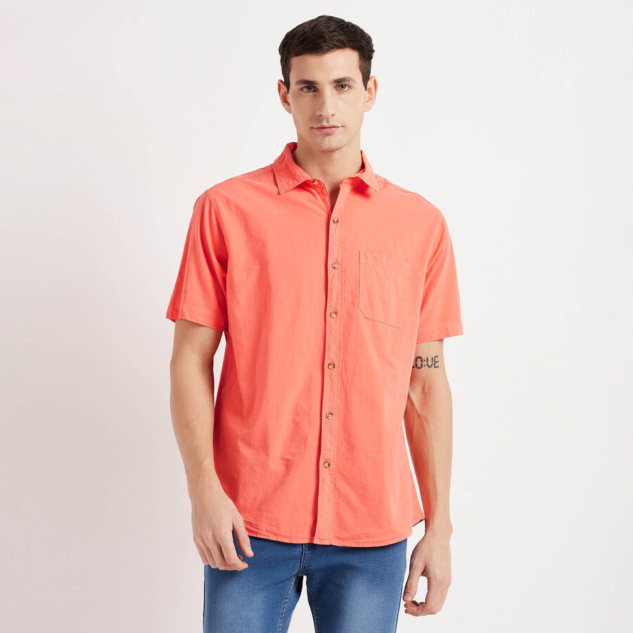 Cotton Solid Casual Shirt, Coral, large image number null