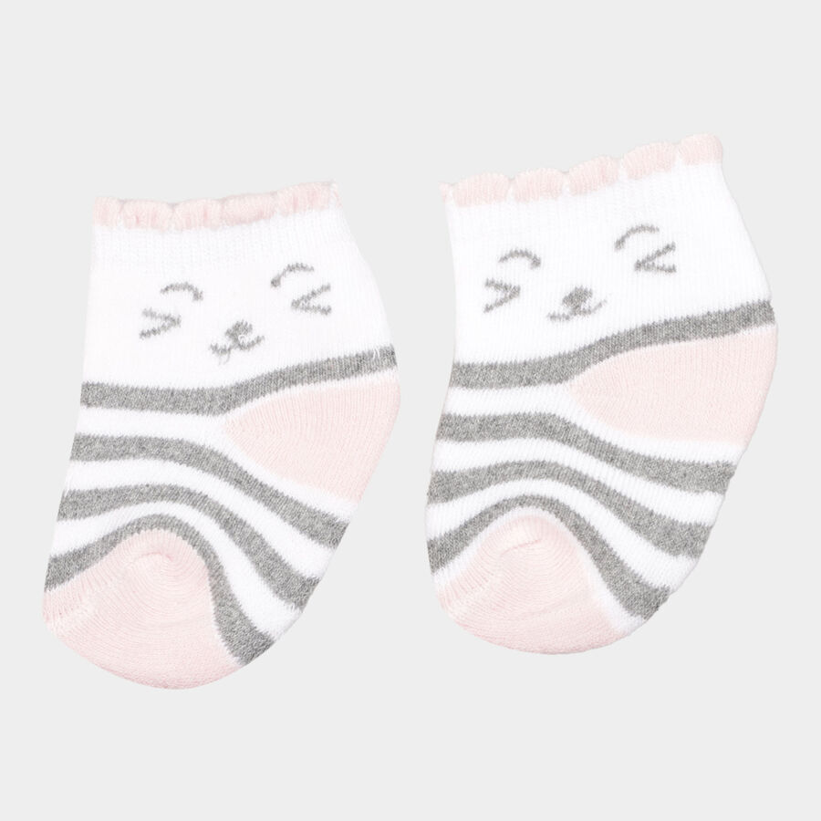 Infants Cotton Stripes Socks, Pink, large image number null