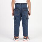 Boys Blue Relaxed Fit Cargo Jeans, मध्यम नीला, small