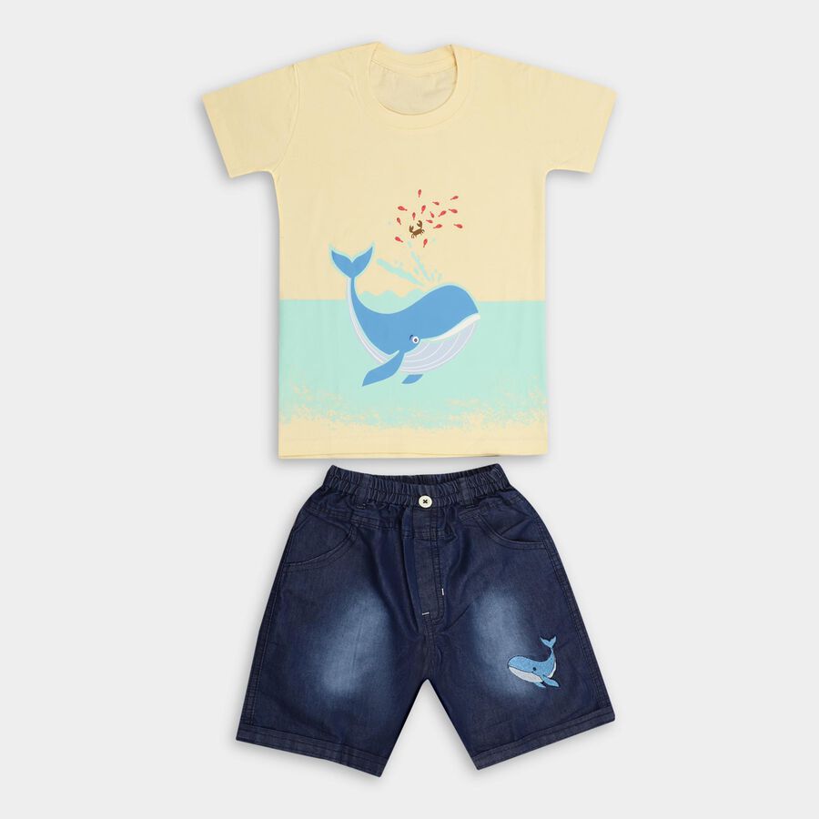 Boys' 100% Cotton Woven Baba Suit , Yellow, large image number null