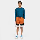 Boys' Orange Cotton Blend Regular Fit Bermuda Shorts, Orange, small