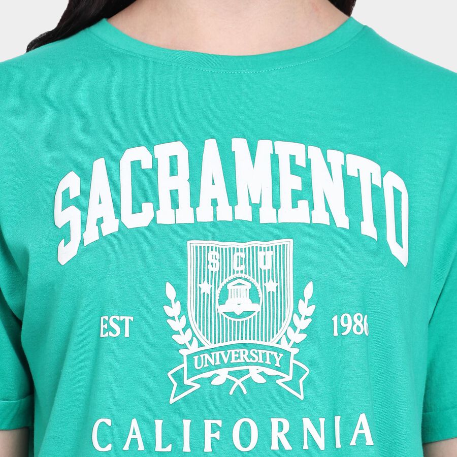 Ladies' 100% Cotton Crop  Top, Dark Green, large