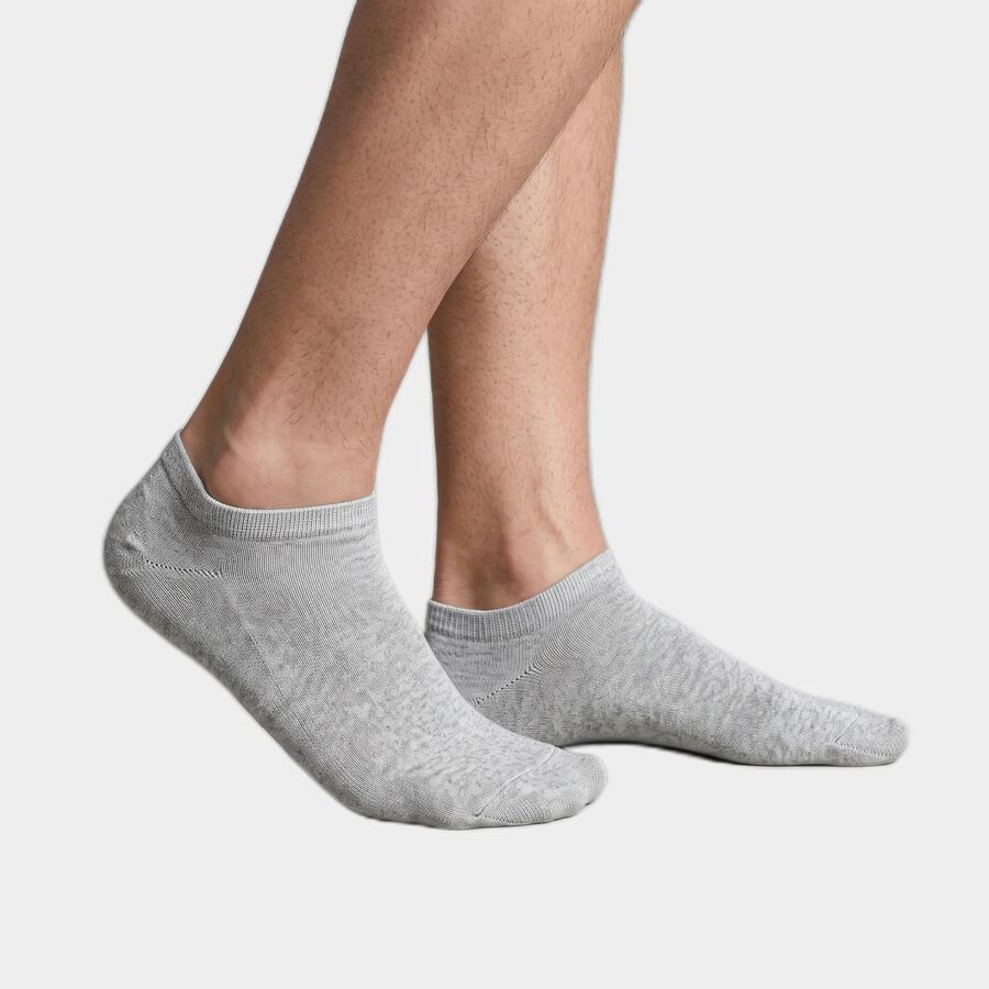 Men's Ankle Length Pack of 3 Socks ( Grey, White, Black ), Black, large