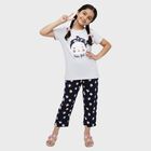Girls Grey Cotton Casual Top and Capri Set, मिश्रित मध्यम ग्रे, small